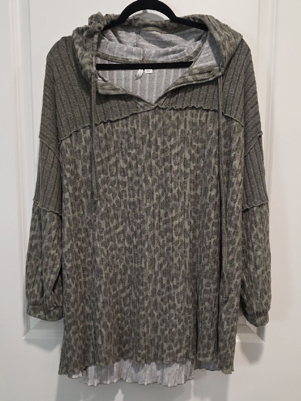 Cato Olive Ribbed Hoodie Tunic